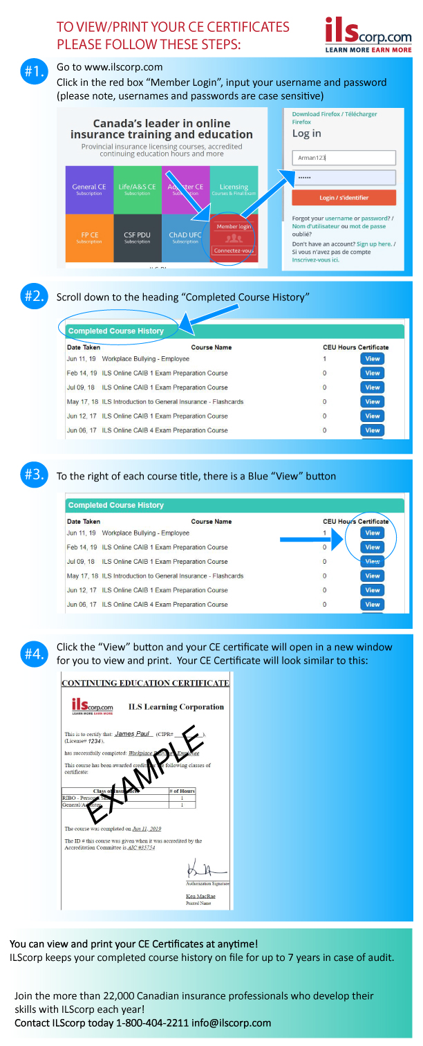 how to view and print your CE certificates infographic